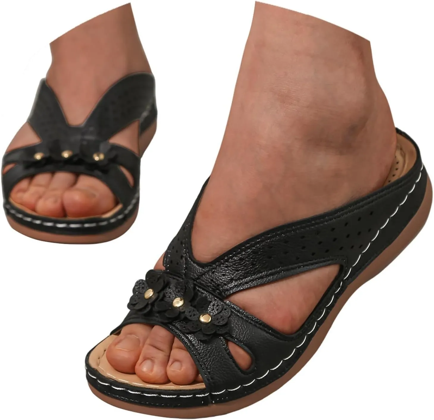 Casual Sandals Women Arch Support Wedge Sandals for Women Open Toe Shoes Comfortable Strap Beach Sandals