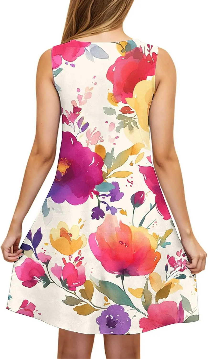 Casual Summer Dress Floral Boho Beach Dress V Neck Ruffle Dress Holiday Party Dresses for Women 2025