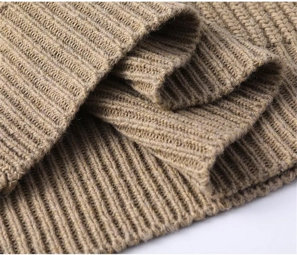 Casual Thickened Knitted Sweaters for Mens Cardigan Mock Neck Quarter Zip Long Sleeve Knitwear Warm Tops