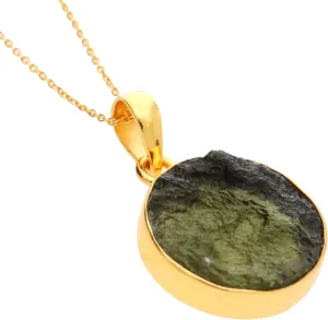 Certified Rough Moldavite Gemstone, Sterling Silver Pendant - Healing Czech Republic Moldavite - Birthday Gift
