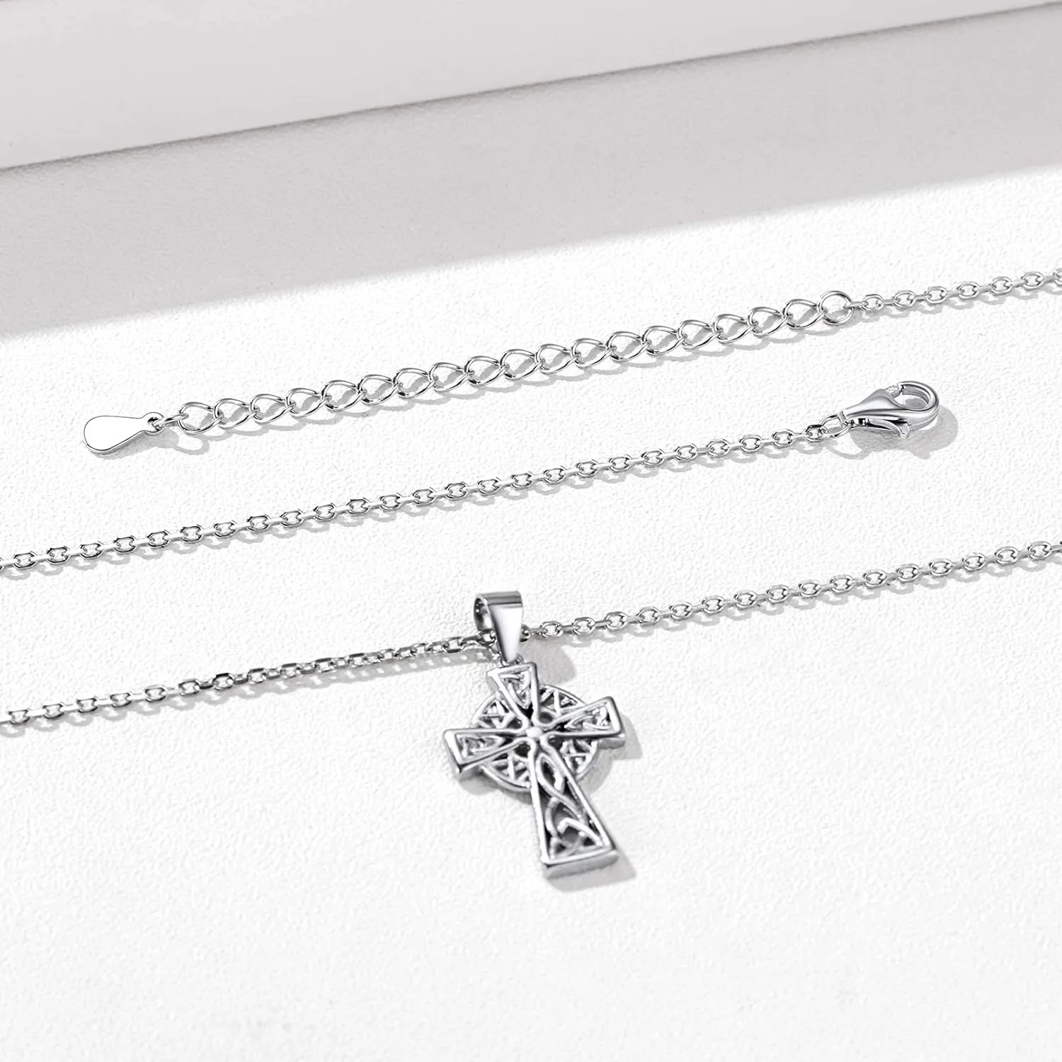ChicSilver 925 Sterling Silver Good Luck Irish Celtic Knot Necklaces Vintage Triangle/Cross/Round Pendant Necklaces Gift for Women (with Gift Box)