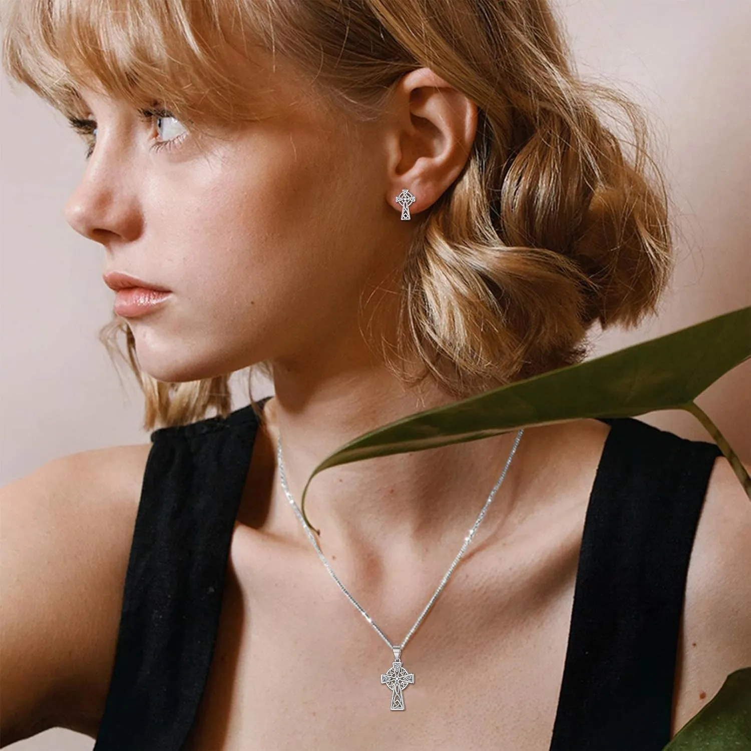 ChicSilver 925 Sterling Silver Good Luck Irish Celtic Knot Necklaces Vintage Triangle/Cross/Round Pendant Necklaces Gift for Women (with Gift Box)