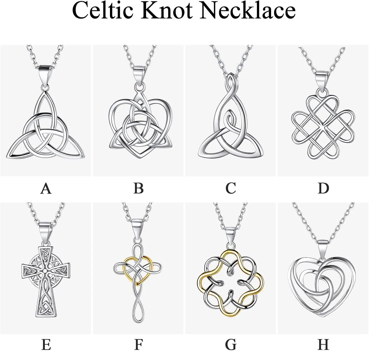ChicSilver 925 Sterling Silver Good Luck Irish Celtic Knot Necklaces Vintage Triangle/Cross/Round Pendant Necklaces Gift for Women (with Gift Box)