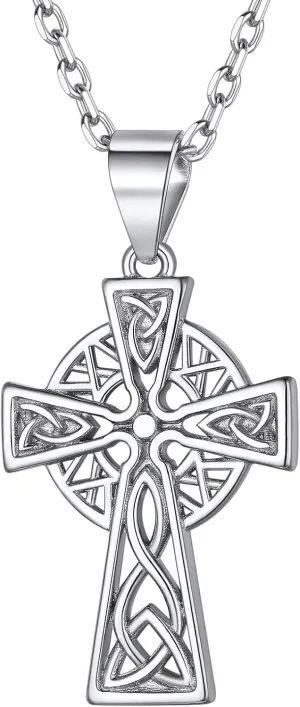 ChicSilver 925 Sterling Silver Good Luck Irish Celtic Knot Necklaces Vintage Triangle/Cross/Round Pendant Necklaces Gift for Women (with Gift Box)