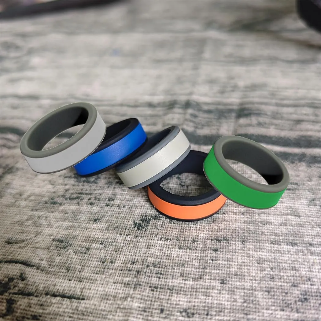 Christian Cross Silicone Rings 8mm Two-Tone Removable Rings Engagement Rubber Rings Bible Verse Quote Faith Inspirational Jesus Men Women Rings,Size 8-13