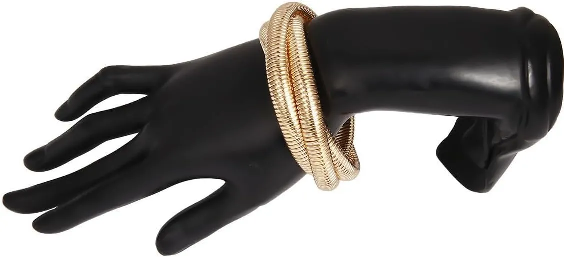 Chunky Bangle Bracelets Coil Stackable Snake Chain Bracelet Interlocking Layered Wrap Bangle Bracelets