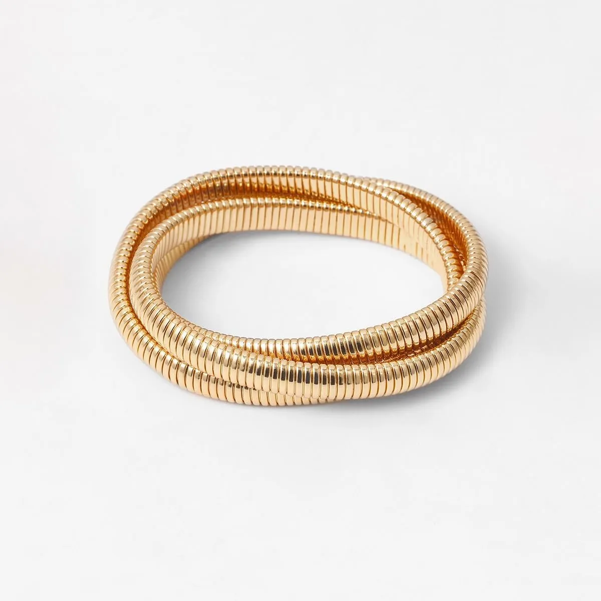Chunky Bangle Bracelets Coil Stackable Snake Chain Bracelet Interlocking Layered Wrap Bangle Bracelets