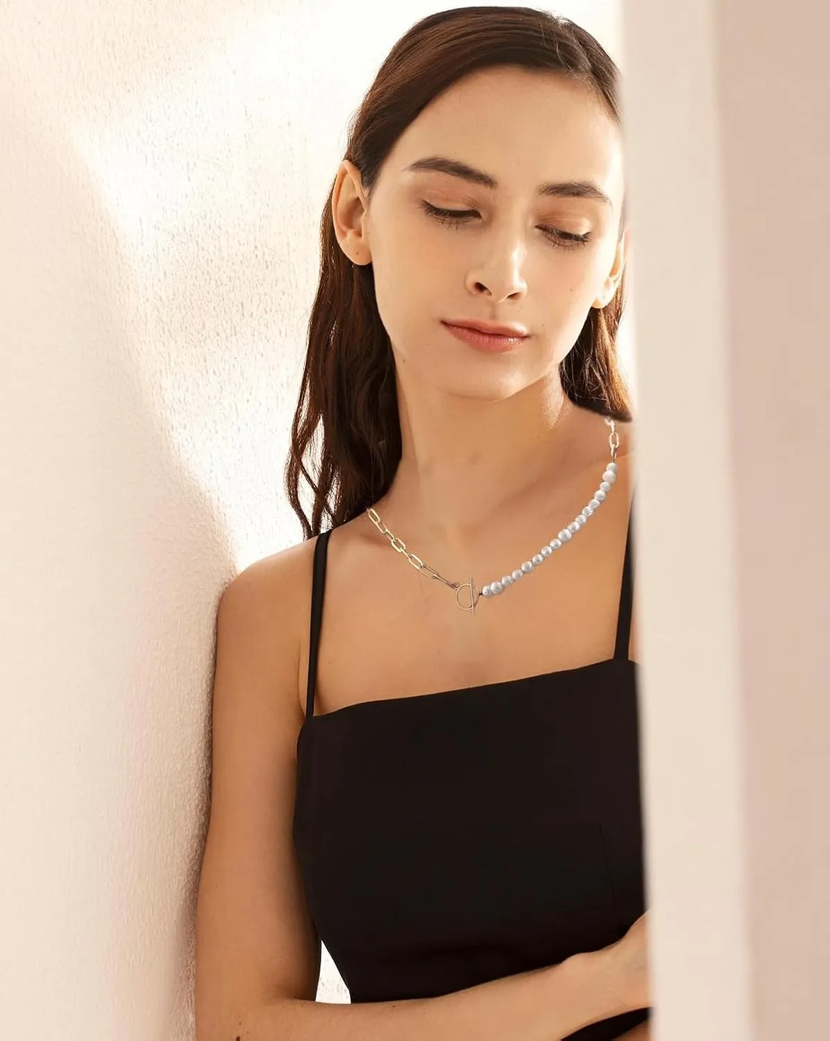 Chunky Chain Necklace for Women, Punk Lock Rose Angel Sun Round Pendant Multi-layer Stackable Choker Necklaces Fashion Statement Minimalist Necklace Jewelry