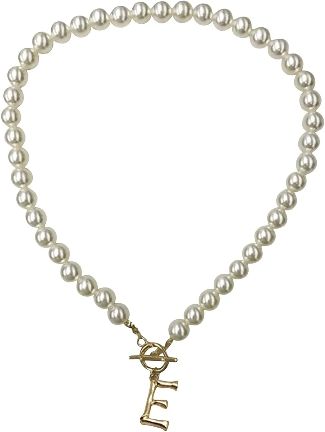 Chunky Jewelry Fashion Ornaments Pearls Necklace Female Letters Imitation 26 Accessory Necklace Trendy (E, One Size), BHauCE46Q