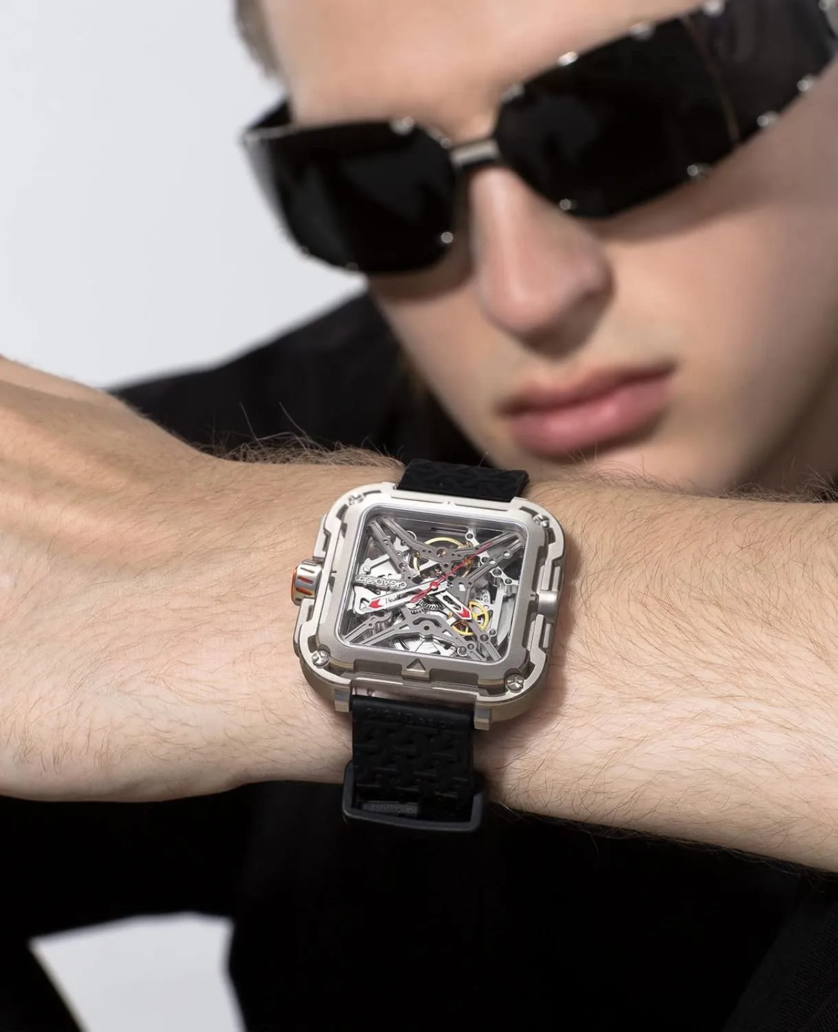CIGA Design Mechanical Automatic Watch X Series SUV Inspired Anti-Shock Design Sapphire Crystal Analog Skeleton Watches with Silicone and Nylon Strap Fashion Wrist Accessories Gifts for Men and Women