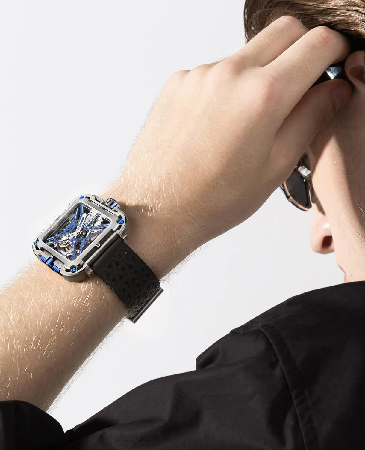 CIGA Design Mechanical Automatic Watch X Series SUV Inspired Anti-Shock Design Sapphire Crystal Analog Skeleton Watches with Silicone and Nylon Strap Fashion Wrist Accessories Gifts for Men and Women