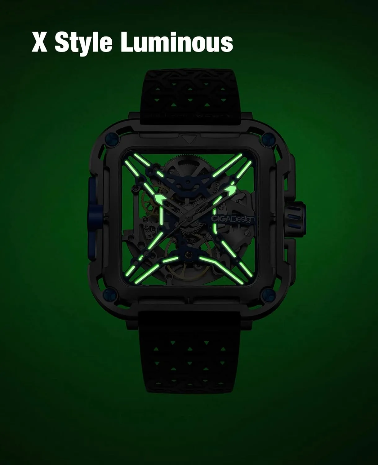 CIGA Design Mechanical Automatic Watch X Series SUV Inspired Anti-Shock Design Sapphire Crystal Analog Skeleton Watches with Silicone and Nylon Strap Fashion Wrist Accessories Gifts for Men and Women