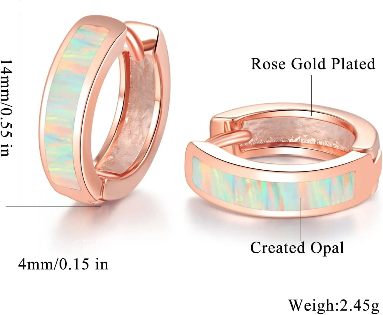 CiNily Huggie Earrings Opal Hinged Hoop Earrings Gold Plated Hypoallergenic Small Hoop Earrings for Women Teen Girls Men Sensitive Ears