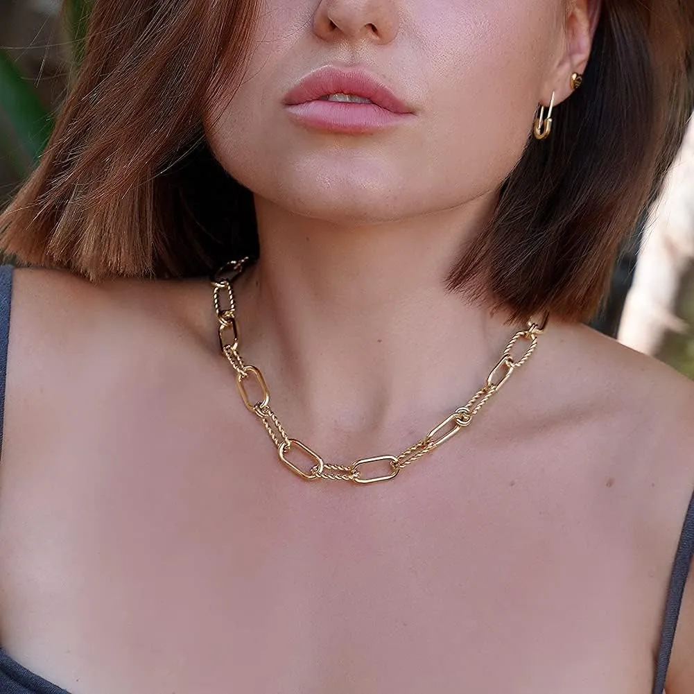 CIUNOFOR 14k Gold Multiple Selection Coffee Bean Necklace For Women, Square Toggle Clasp Necklace for Marriage Couples Cable Wire Necklace For Men Hip-Hop Unisex Adults CD Style Charm Necklace For Anniversary Best Souvenir