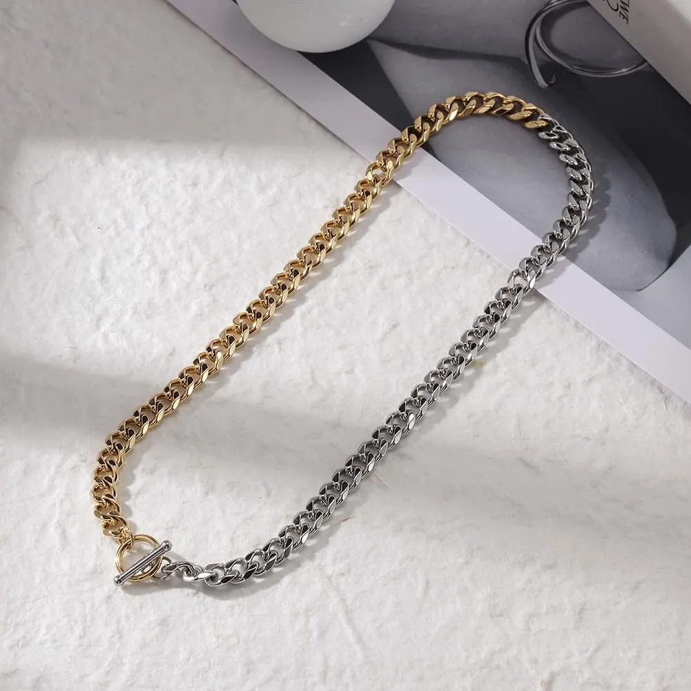 CIUNOFOR 14k Gold Multiple Selection Coffee Bean Necklace For Women, Square Toggle Clasp Necklace for Marriage Couples Cable Wire Necklace For Men Hip-Hop Unisex Adults CD Style Charm Necklace For Anniversary Best Souvenir