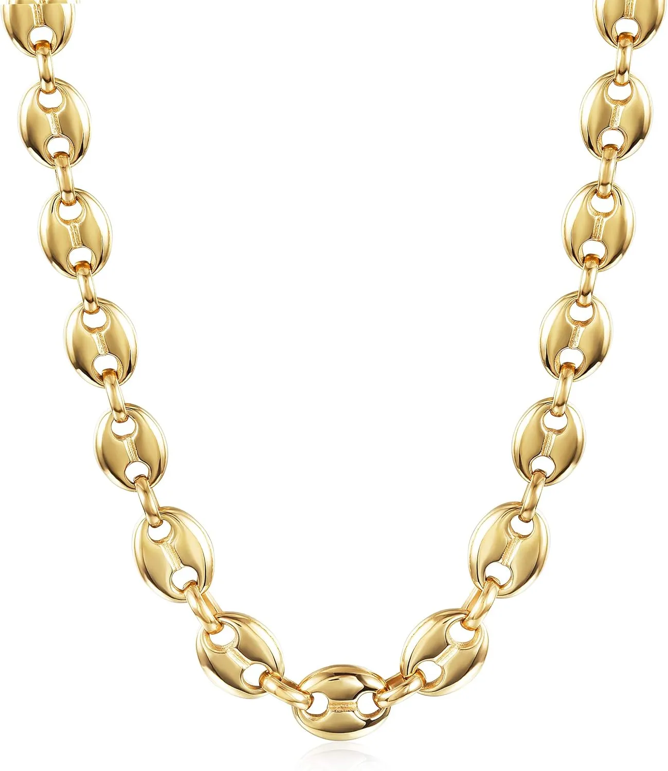 CIUNOFOR 14k Gold Multiple Selection Coffee Bean Necklace For Women, Square Toggle Clasp Necklace for Marriage Couples Cable Wire Necklace For Men Hip-Hop Unisex Adults CD Style Charm Necklace For Anniversary Best Souvenir