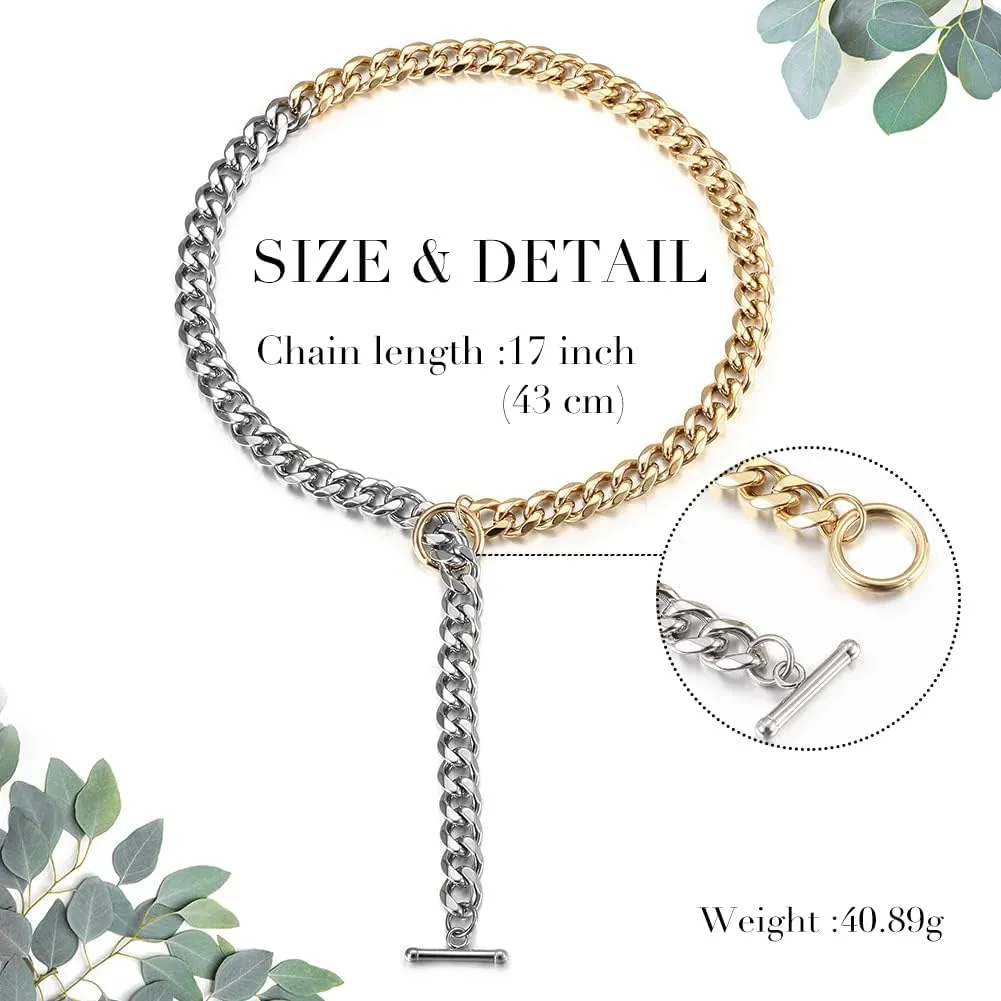 CIUNOFOR 14k Gold Multiple Selection Coffee Bean Necklace For Women, Square Toggle Clasp Necklace for Marriage Couples Cable Wire Necklace For Men Hip-Hop Unisex Adults CD Style Charm Necklace For Anniversary Best Souvenir