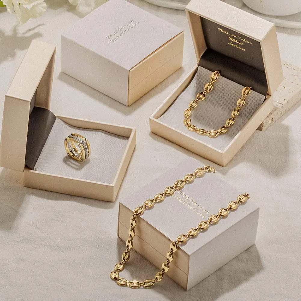 CIUNOFOR 14k Gold Multiple Selection Coffee Bean Necklace For Women, Square Toggle Clasp Necklace for Marriage Couples Cable Wire Necklace For Men Hip-Hop Unisex Adults CD Style Charm Necklace For Anniversary Best Souvenir