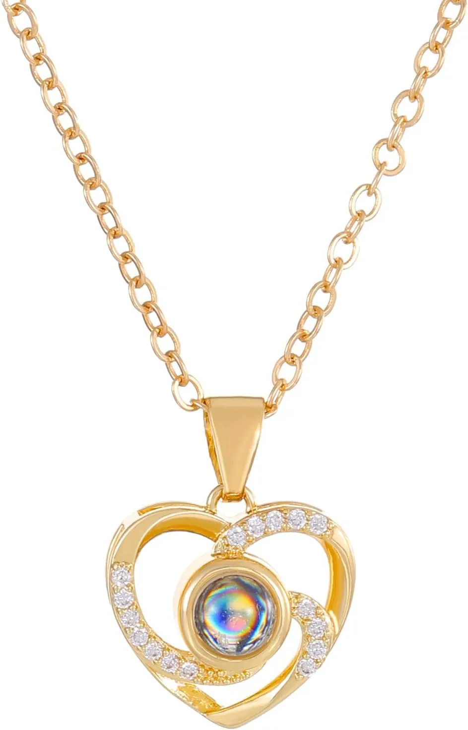 CJIAYUJEW Couple Heart Necklace Matching Heart Necklaces I Love You Necklace 100 Languages Necklaces