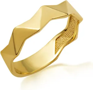 Claddagh Gold 10K &14K Gold Geometric Textured Band Ring Available In Yellow/Rose/White with Multiple Ring Size