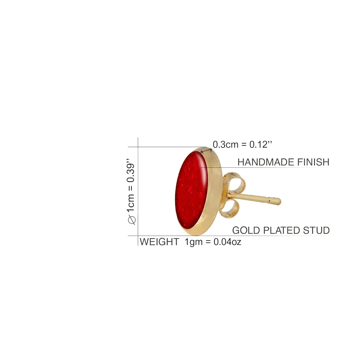 Classic Casual Small Stud Earrings for Women (Style N 23 - Round Sparkly Bright Red Gold)
