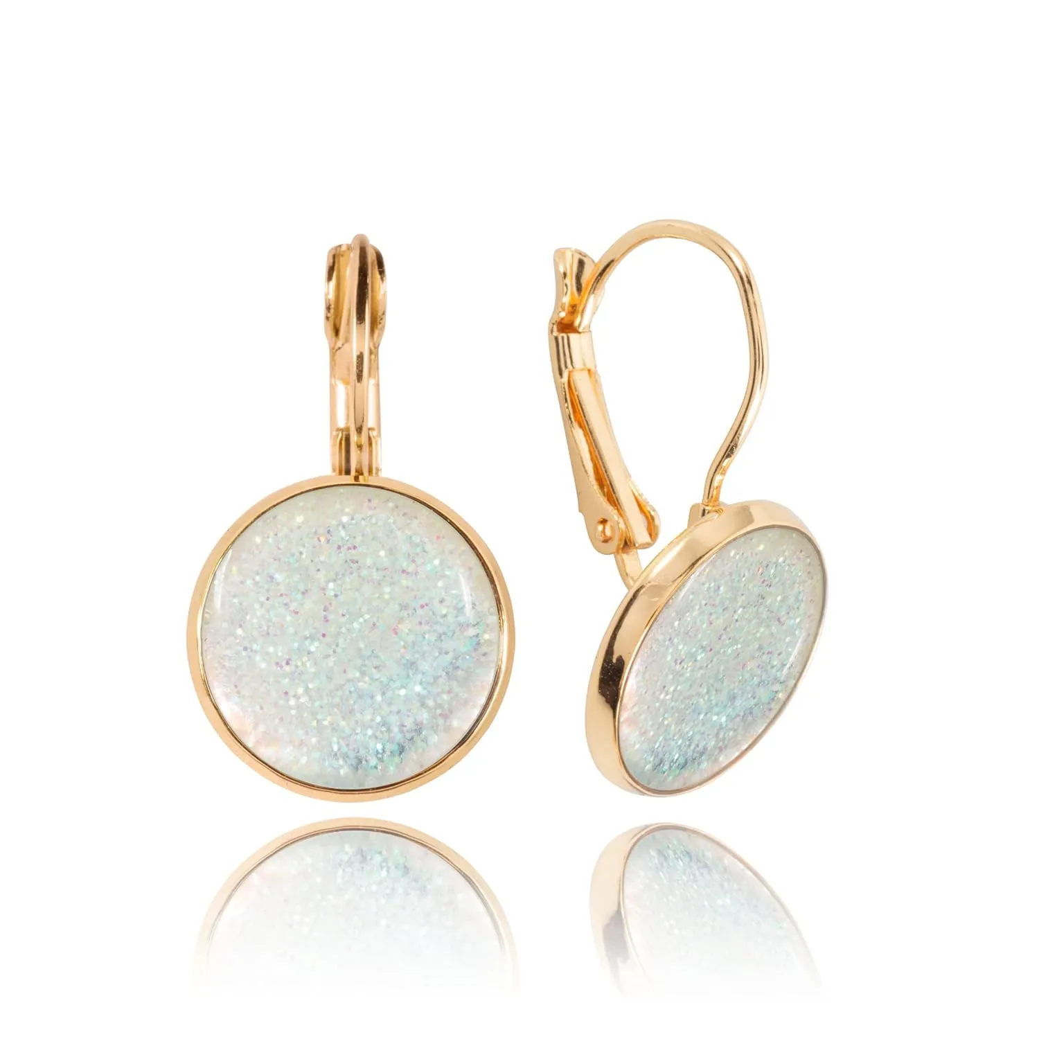 Classic Everyday Small Round Drop Earrings for Women (Style N 44 - Sparkly White Gold)