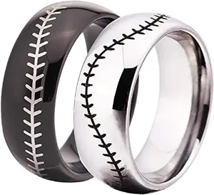 CLOUD DANCER Sports Ring -Symbology Baseball Engraved Ring 8mm Domed Tungsten Carbide Ring Wedding Ring and Engagement ring-Free Engraving Inside