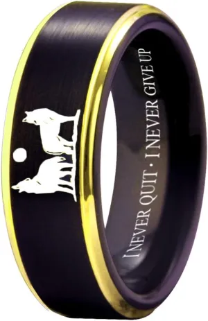 CLOUD DANCER Wolf Ring Howling Wolves Ring Moon Ring I Am Wolf Ring Wolf Design for Wedding Ring -Free Customized Engraving