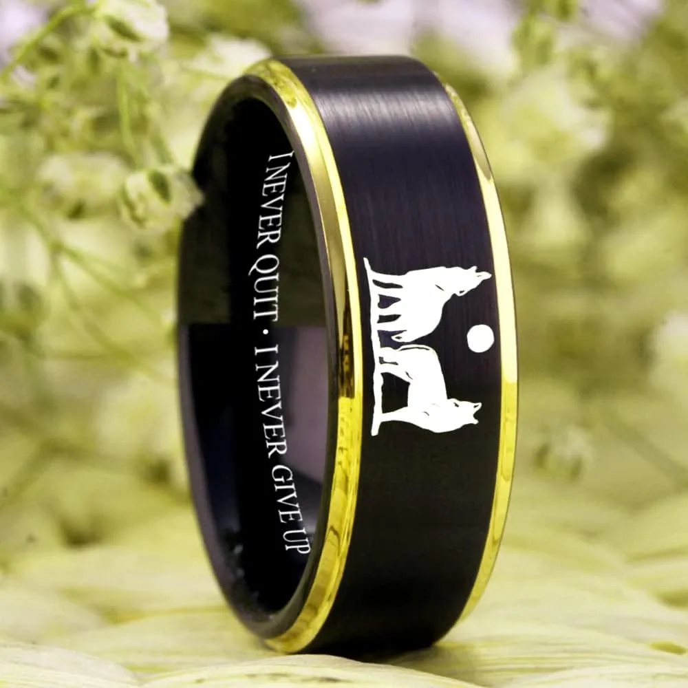 CLOUD DANCER Wolf Ring Howling Wolves Ring Moon Ring I Am Wolf Ring Wolf Design for Wedding Ring -Free Customized Engraving