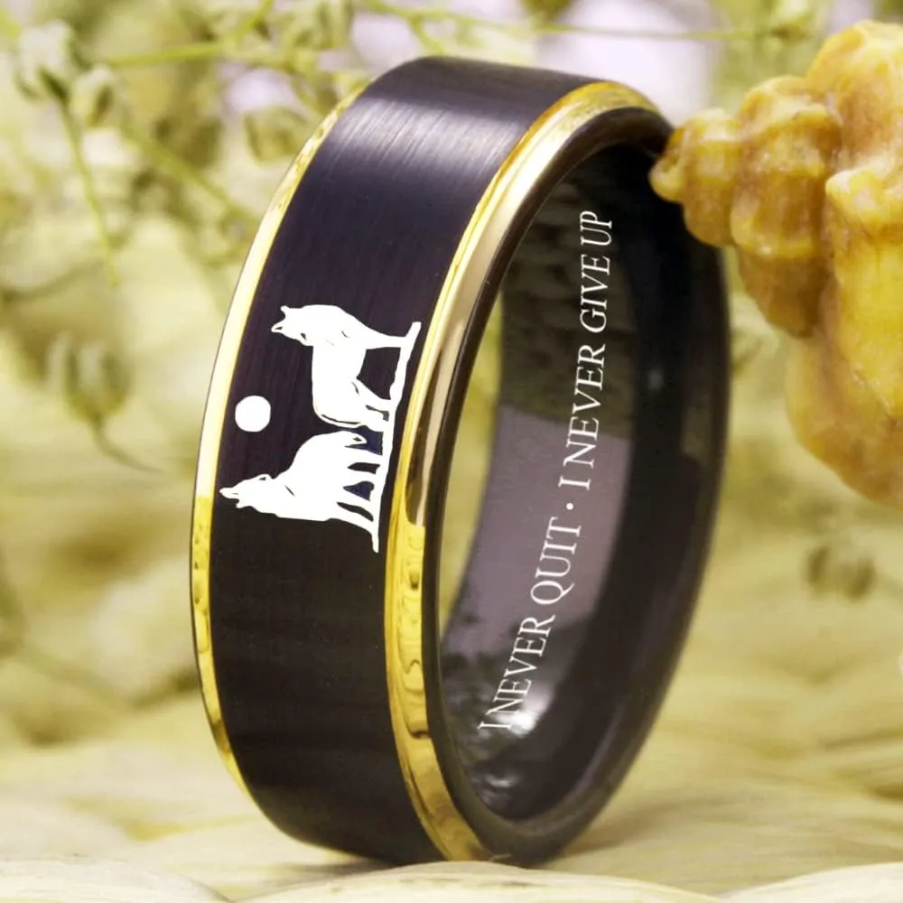 CLOUD DANCER Wolf Ring Howling Wolves Ring Moon Ring I Am Wolf Ring Wolf Design for Wedding Ring -Free Customized Engraving