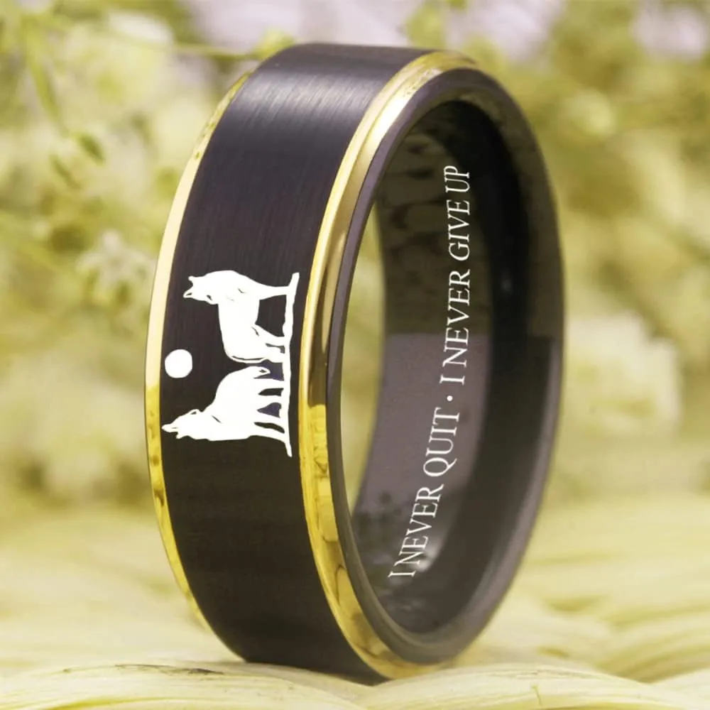 CLOUD DANCER Wolf Ring Howling Wolves Ring Moon Ring I Am Wolf Ring Wolf Design for Wedding Ring -Free Customized Engraving
