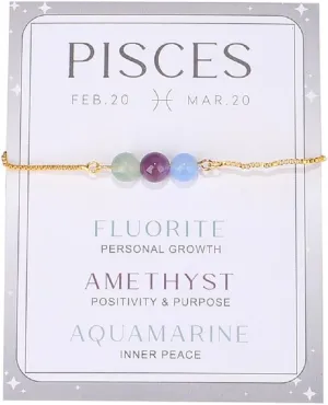 COLORFUL BLING Zodiac Bead Bracelets Healing Crystal 12 Constellation Natural Stone Chakra Stretch Adjustable Bracelets Birthstone Anxiety Relief Beaded Bracelets for Women Horoscope Jewelry
