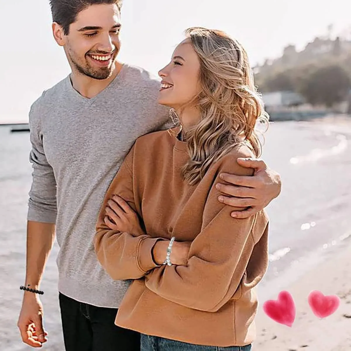 Couple Matching Bracelets for Men Women Crown Matching Bracelets Heart Stone Matching Bracelets Friendship Bracelets Relationship Bracelets Stretch Beaded Bracelets Best Friend Party Jewelry