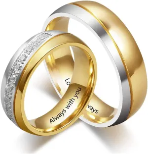 Couples Ring His and Her Matching Ring Engagement Rings Promise Ring for Men Custom Name Ring for Women Valentine's Day Gift for Couples