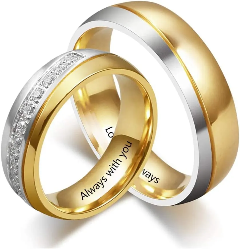 Couples Ring His and Her Matching Ring Engagement Rings Promise Ring for Men Custom Name Ring for Women Valentine's Day Gift for Couples