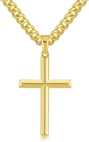 Cross Necklace for Men Gold Cross Necklace for Men 14K Gold Chain Necklaces for Women Men Robust Pendant Necklaces for Men 20/22/24in