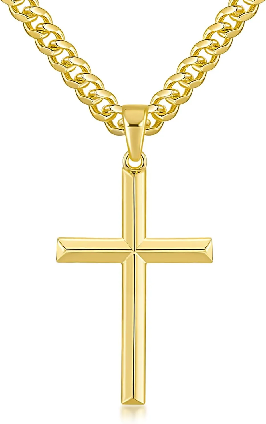 Cross Necklace for Men Gold Cross Necklace for Men 14K Gold Chain Necklaces for Women Men Robust Pendant Necklaces for Men 20/22/24in