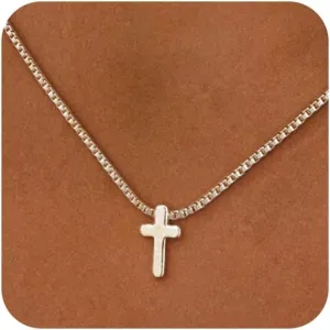 Cross Necklace for Women 14K Gold/Silver Plated Pendant Choker Sideways Cross Necklace Tiny Cute Jewelry Faith Jewelry Religious Minimalist Gift Trendy Charm Chain