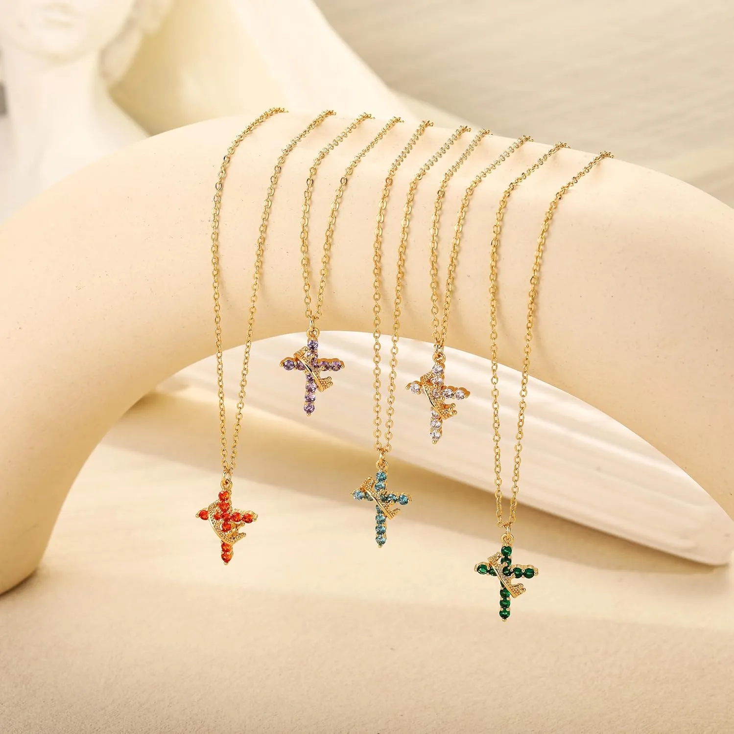 Cross Necklace for Women, Dainty Cross Necklace with Crown Trendy 14K Gold Plated Cubic Zirconia Pendant Necklaces Simple Cute Necklaces Women Jewelry