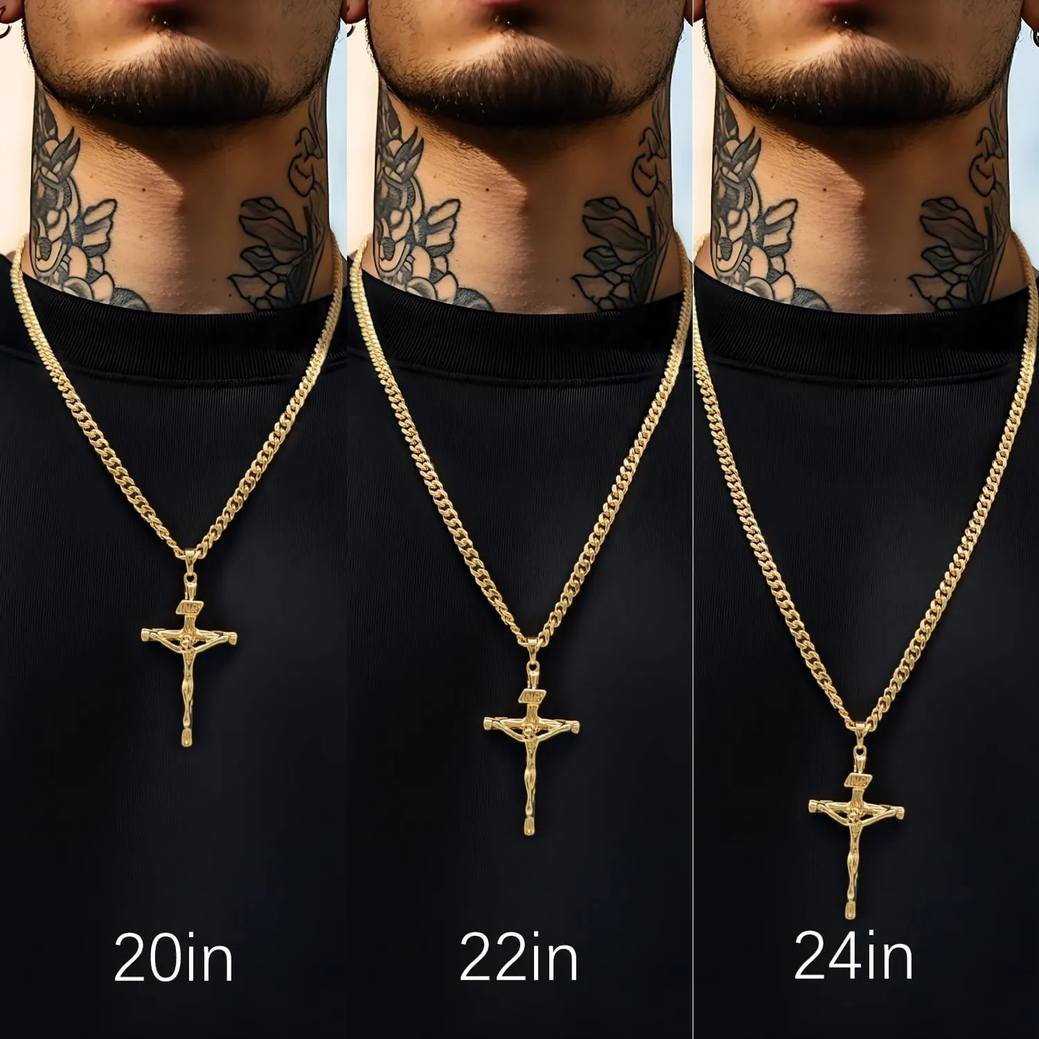 Cross Necklace Gold Cross Necklace for Men Crucifix Necklaces Men Future-Proof Cuban Chain Gold Crosses Chain Pendant for Mens 20/22/24 Inch