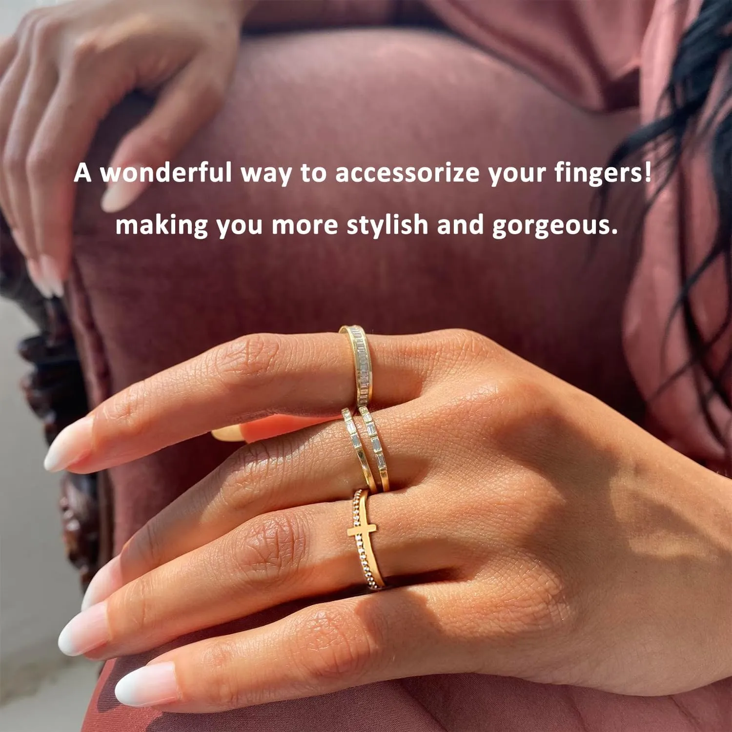 Cross Ring for Women, Pray On It Golden Cross Rings With Engrave Pray, Stackable Zirconia Christian Religious Jewelry Gift for Her