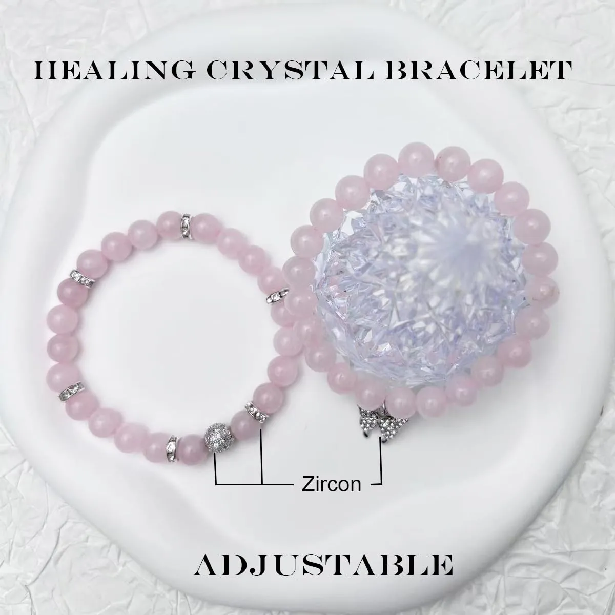 Crystal Bracelet - Healing Rose Quartz Bracelet - Butterfly Bracelets for Women - 8mm Natural Stone Beads Chakra Bracelets Couple Bracelets Friendship Bracelet (Rose Quartz, Butterfly)