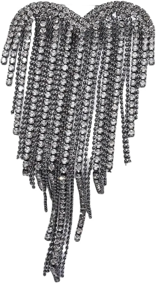 Crystal Heart Tassel Brooch Pin Sparkling Angel Wings Tassel Brooch Lapel Pins Delicate Luxury Rhine Stone Heart Love Brooch Wedding Party Dance Banquet Jewelry Mother's Day Christmas Birthday Jewelry for Women