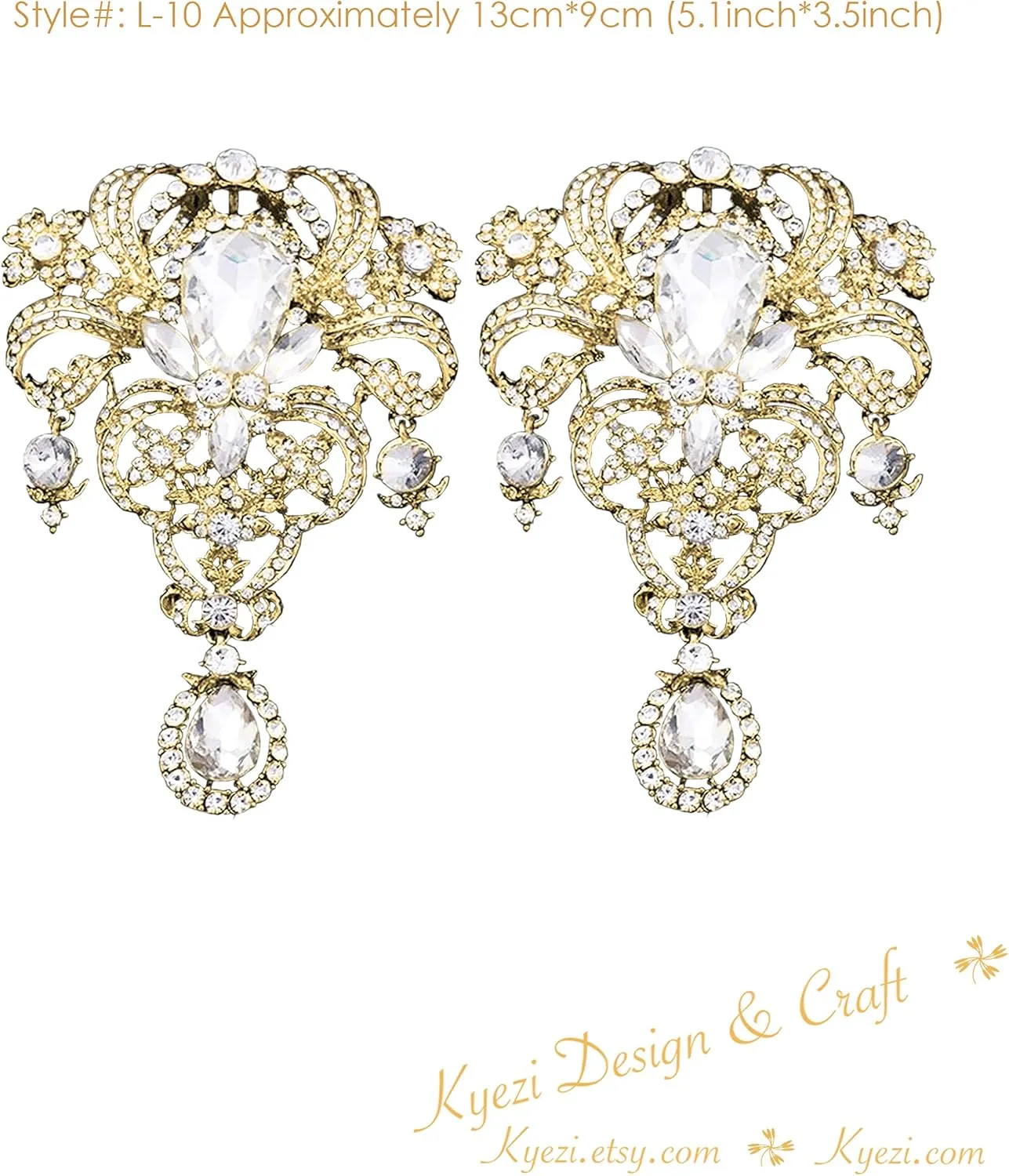 Crystal Teardrop Rhinestone Drop Brooch Pin Clear Broach DIY Wedding Bouquet Embellishment Brooch
