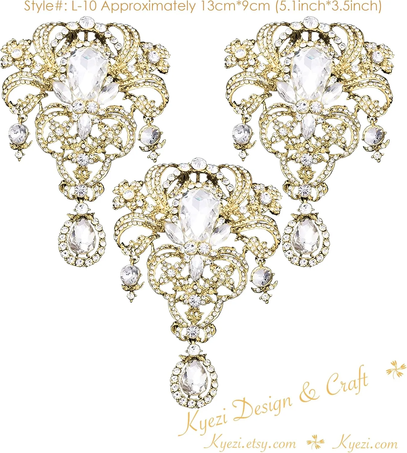 Crystal Teardrop Rhinestone Drop Brooch Pin Clear Broach DIY Wedding Bouquet Embellishment Brooch