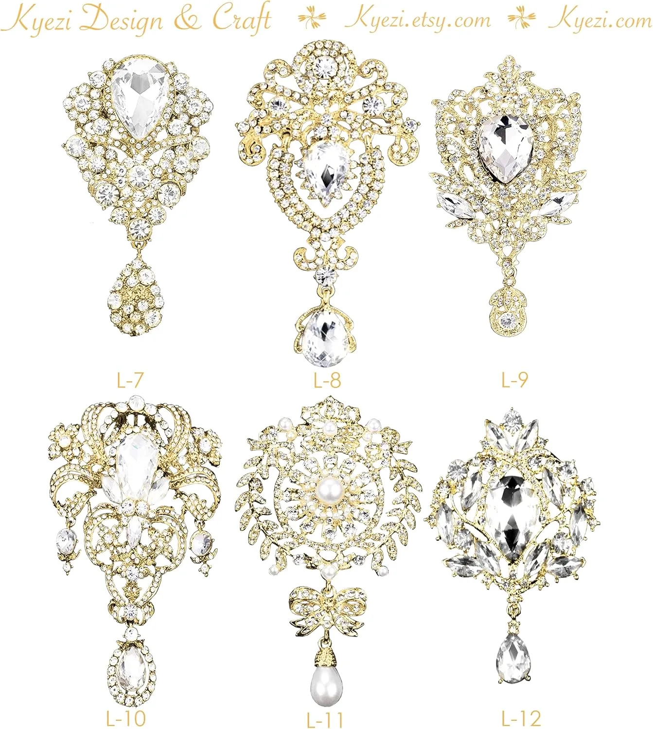 Crystal Teardrop Rhinestone Drop Brooch Pin Clear Broach DIY Wedding Bouquet Embellishment Brooch