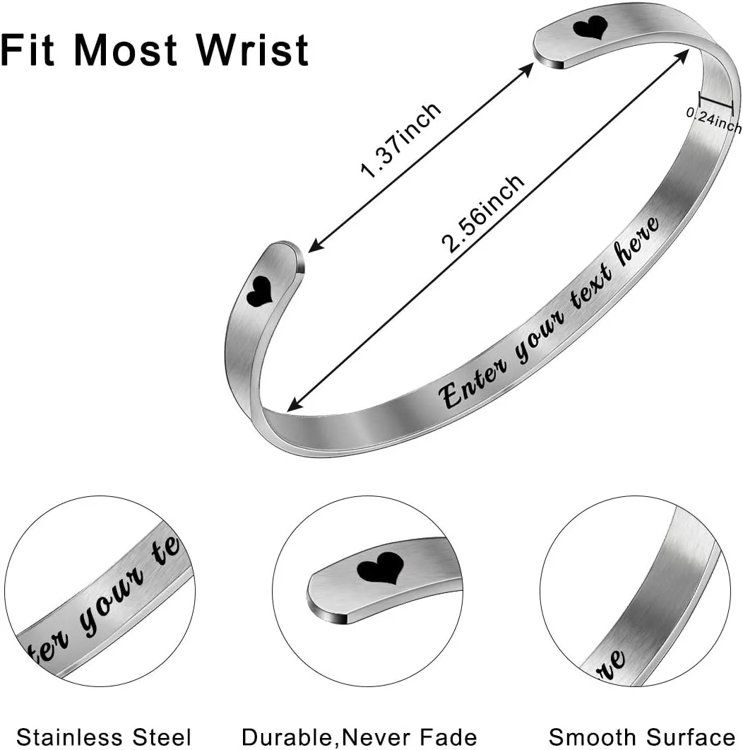 Cuff Bangle Bracelets, Adjustable Bracelets for Women Engraved,Inspirational Gifts,Personalized Gift