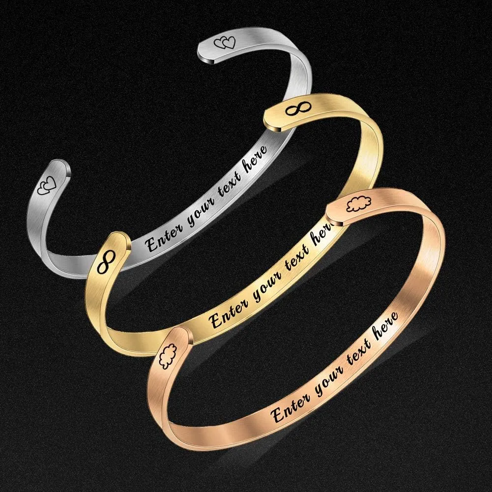 Cuff Bangle Bracelets, Adjustable Bracelets for Women Engraved,Inspirational Gifts,Personalized Gift