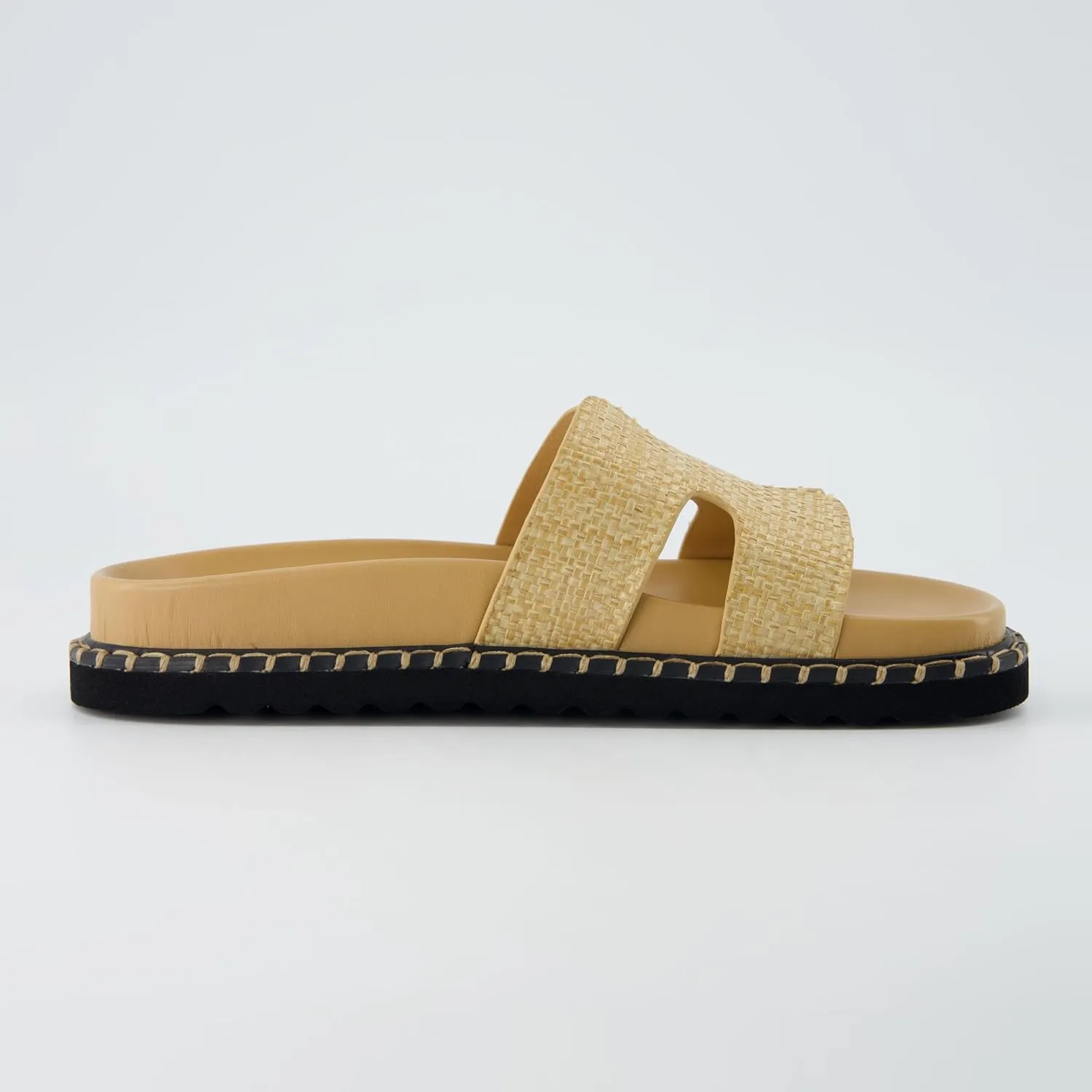CUSHIONAIRE Crisp Women??s Slide Sandal ?C Faux Leather Cutout Slip-On with Artisan Stitching & Memory Foam, Wide Widths Available