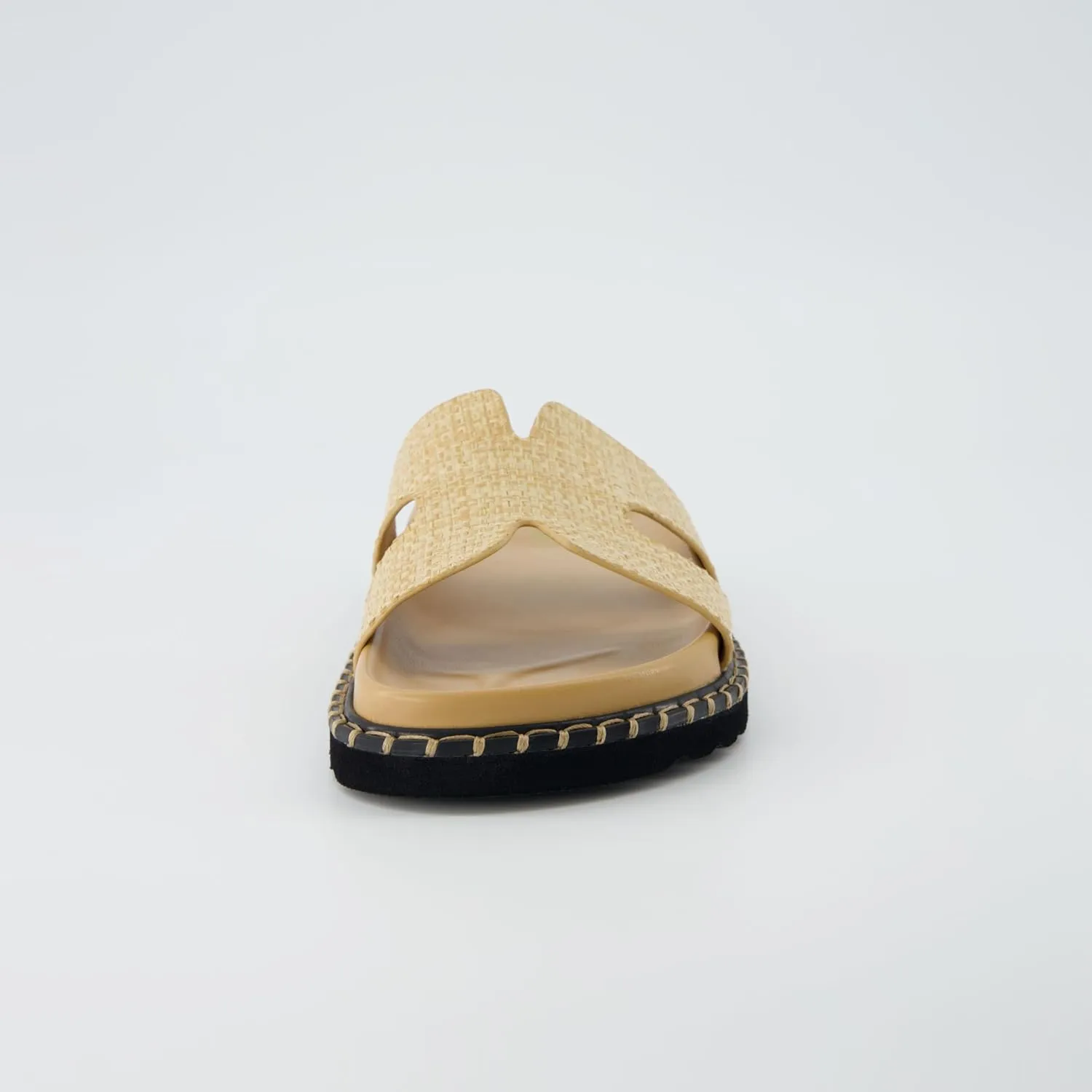 CUSHIONAIRE Crisp Women??s Slide Sandal ?C Faux Leather Cutout Slip-On with Artisan Stitching & Memory Foam, Wide Widths Available